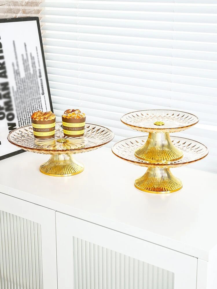 1pc PS Snack Tray, European Style Clear Round Kitchen Serving Tray For Home, Kitchen Christmas Gift