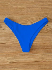 SHEIN Swim 素色高衩比基尼泳裝內褲 - 寶藍色 - 查看 4