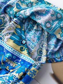 Bebé con estampado de pañuelo ribete con fruncido Pantalones con top & Accesorio Diadema - Multicolor - Ver 4