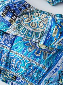 Bebé con estampado de pañuelo ribete con fruncido Pantalones con top & Accesorio Diadema - Multicolor - Ver 5