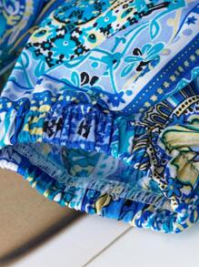 Bebé con estampado de pañuelo ribete con fruncido Pantalones con top & Accesorio Diadema - Multicolor - Ver 8