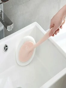 1pc Long Handle Cleaning Sponge Brush, Multifunction Toilet Brush For Household Bathroom Decor Summer - Pink - View 3
