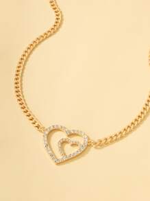 Chuỗi thắt lưng trang trí trái tim bằng đá rhinestone - Vàng - Xem 4