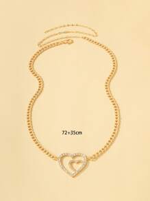 Chuỗi thắt lưng trang trí trái tim bằng đá rhinestone - Vàng - Xem 5