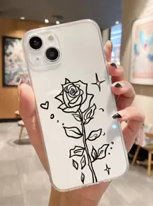 玫瑰樣式透明手機殼 - 無色 - 查看 1