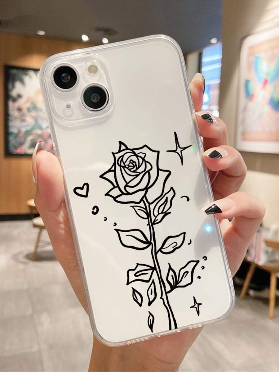 玫瑰樣式透明手機殼 - 無色 - 查看 1