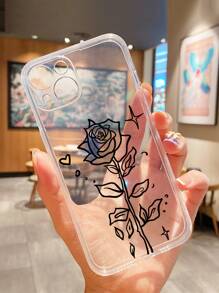 玫瑰樣式透明手機殼 - 無色 - 查看 2