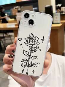 玫瑰樣式透明手機殼 - 無色 - 查看 3