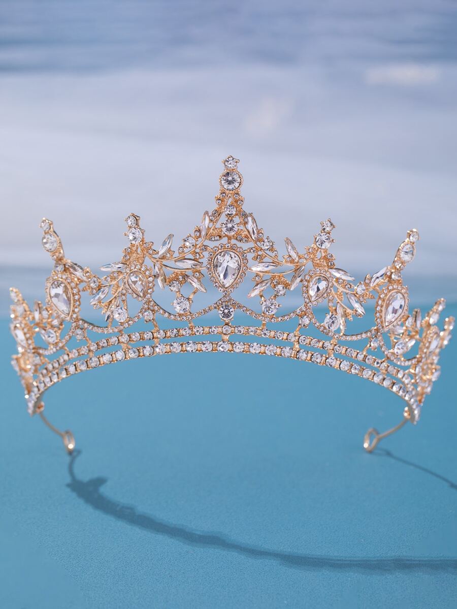 水鑽裝飾新娘髮箍 - 金色 - 查看 1