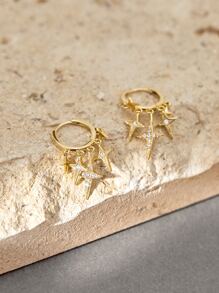 Rhinestone Star Drop Earrings - Multicolor - View 2