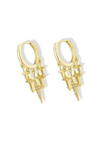 Rhinestone Star Drop Earrings - Multicolor - View 4