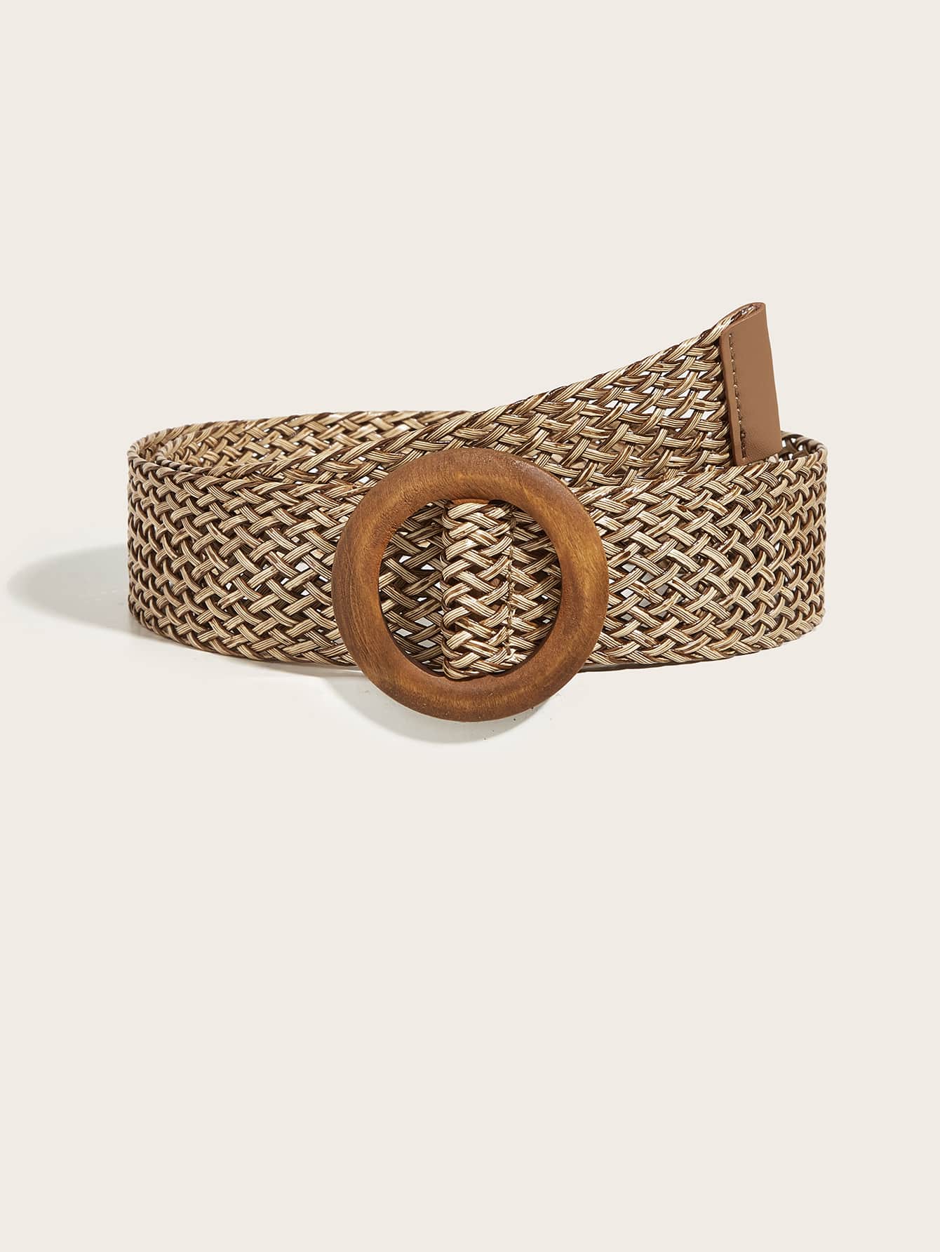 Round Buckle Belt - Brown - View 1