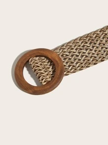 Round Buckle Belt - Brown - View 4