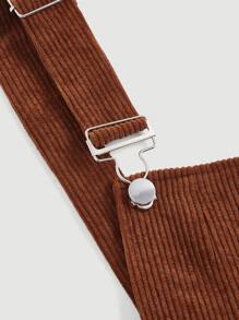 SHEIN MOD Zip Up Corduroy Overall Jumpsuit Without Tee - Coffee Brown - View 3