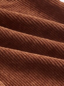 SHEIN MOD Zip Up Corduroy Overall Jumpsuit Without Tee - Coffee Brown - View 4