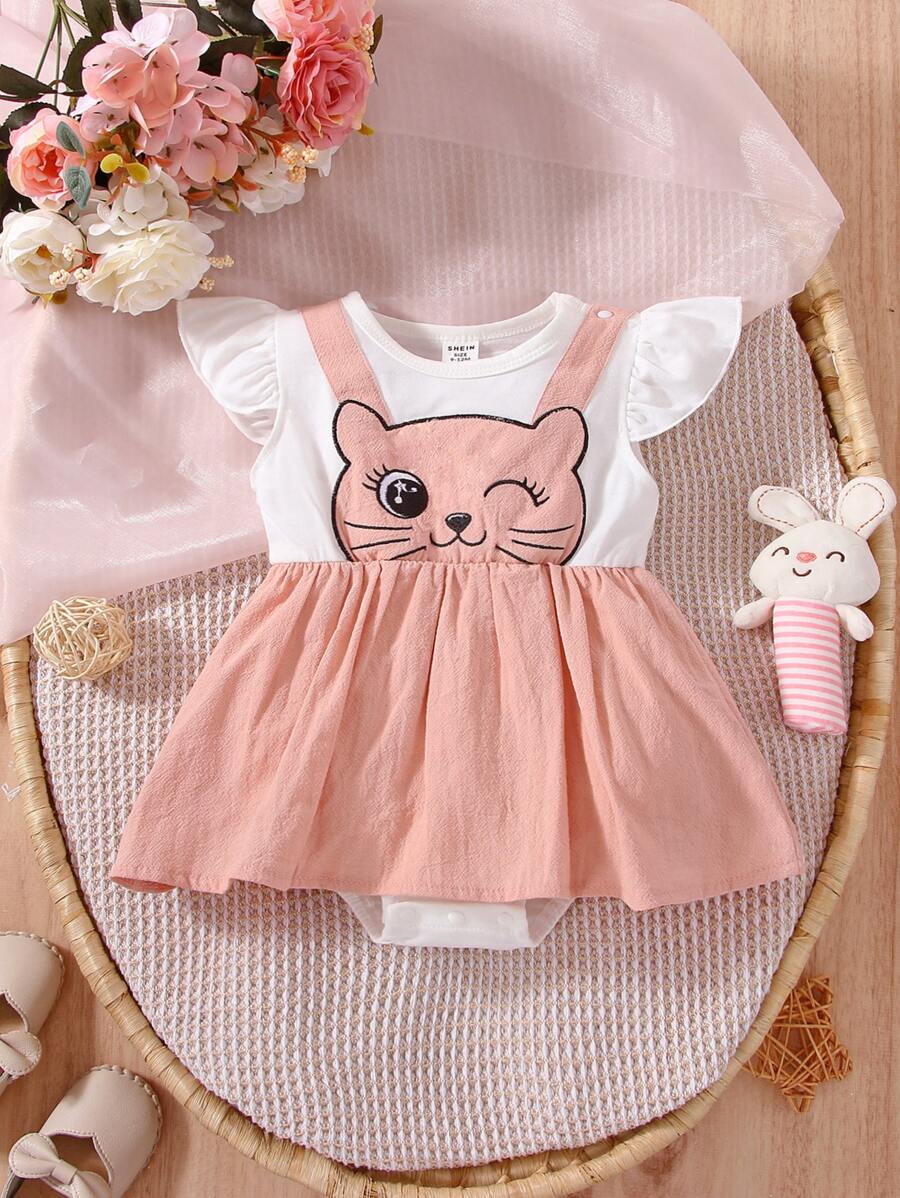 Đầm em bé Xù 2 trong1 Hoạt hình Khối Màu - Nhiều màu - Xem 1