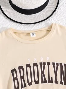 Girls Letter Graphic Tee & Trousers - Multicolor - View 3