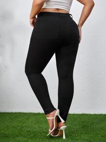 SHEIN Jeans ajustados desgarro - Negro - Ver 2
