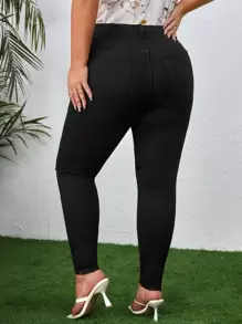 SHEIN Jeans ajustados desgarro - Negro - Ver 2