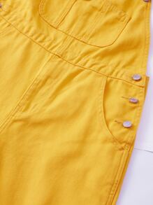 Manfinity Hombres Petos mezclilla unicolor con bolsillo delantero - Amarillo - Ver 7