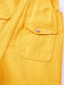 Manfinity Hombres Petos mezclilla unicolor con bolsillo delantero - Amarillo - Ver 8