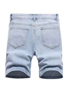 Manfinity LEGND Hombres Shorts en mezclilla desgarro crudo - Lavado ligero - Ver 2