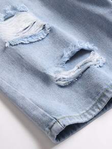 Manfinity LEGND Hombres Shorts en mezclilla desgarro crudo - Lavado ligero - Ver 3