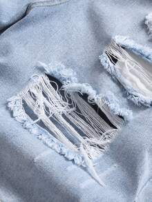 Manfinity LEGND Hombres Shorts en mezclilla desgarro crudo - Lavado ligero - Ver 4