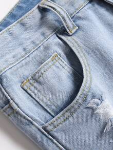 Manfinity LEGND Hombres Shorts en mezclilla desgarro crudo - Lavado ligero - Ver 7