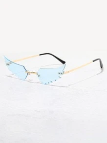 Men Wing Shaped Rimless Fashion Glasses - Blue - View 1