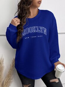 Calvaya Plus Letter Graphic Drop Shoulder Tee - Blue - View 6