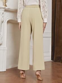 Mulvari Fold Pleated Slant Pocket Tailored Trousers - Apricot - View 2