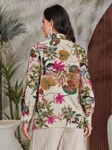 Mulvari Tropical Print High Low Hem Shirt - Multicolor - View 2