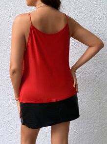 SHEIN Clasi Plus Sequin Cami Top - Red - View 2