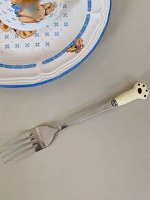1pc Cartoon Cat Paw Decor Fork - Multicolor - View 1