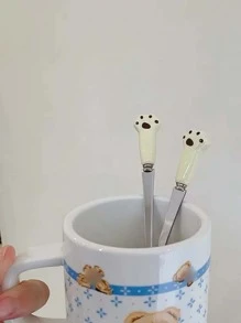 1pc Cartoon Cat Paw Decor Fork - Multicolor - View 3