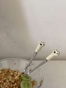 1pc Cartoon Cat Paw Decor Fork - Multicolor - View 4