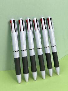 Set Of 6/12/18pcs Creative Tri-Color One-Piece Ballpoint Pens, Simple & Stylish Pressing Multi-Color Ballpoint Pens Back To School