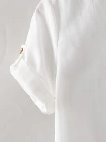 SHEIN Boys Roll Tab Sleeve Half Button Shirt & Shorts - Multicolor - View 4