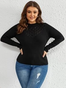 SHEIN Unity Jersey de punto de malla unicolor - Negro - Ver 3