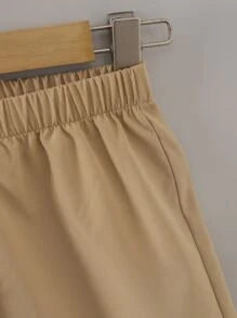 SHEIN Boys Roll Tab Sleeve Half Button Shirt & Shorts - Multicolor - View 6