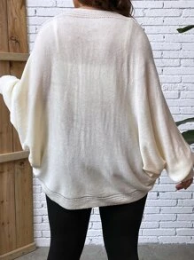Calvaya Plus Solid Batwing Sleeve Jumper - Apricot - View 2