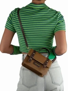 Mini Flap Satchel Bag - Brown - View 2