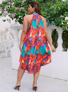 Breezaya Vestido con estampado de tie dye de cuello halter - Multicolor - Ver 2