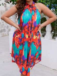 Breezaya Vestido con estampado de tie dye de cuello halter - Multicolor - Ver 7