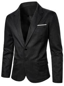 Manfinity Men Lapel Neck Single Breasted Blazer - Black - View 1