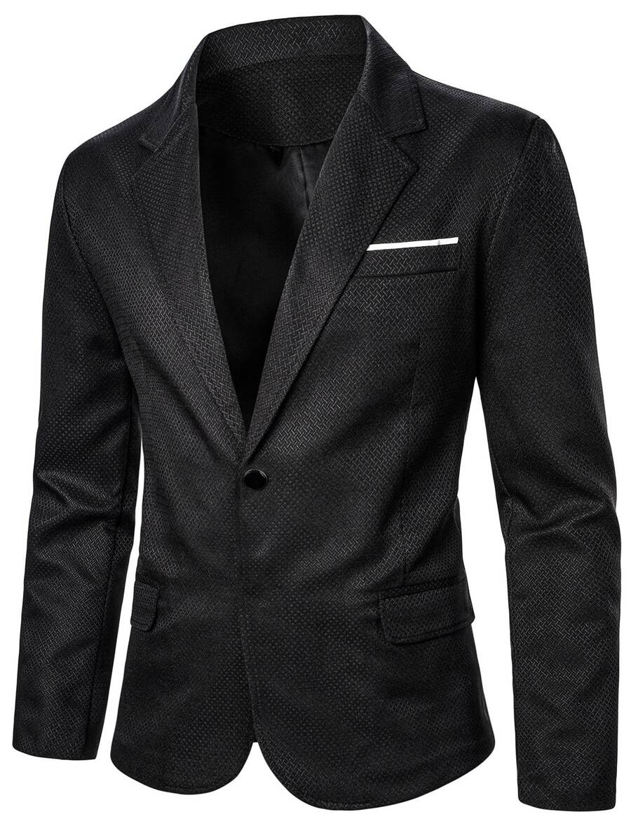 Manfinity Men Lapel Neck Single Breasted Blazer - Black - View 1