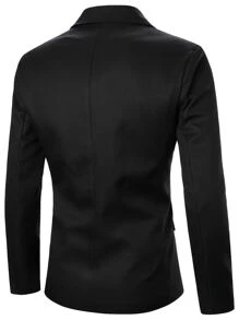 Manfinity Men Lapel Neck Single Breasted Blazer - Black - View 2
