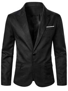 Manfinity Men Lapel Neck Single Breasted Blazer - Black - View 5