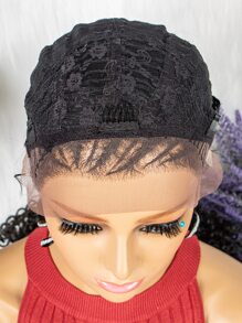 13*1 Lace Front Long Curly Synthetic Wig - Black - View 9